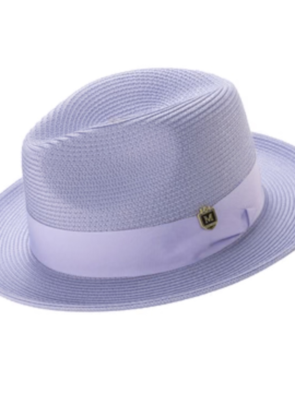 NWT MONTIQUE Lilac Braided Wide Brim Pinch Crown Fedora Hat with Matching Ribbon